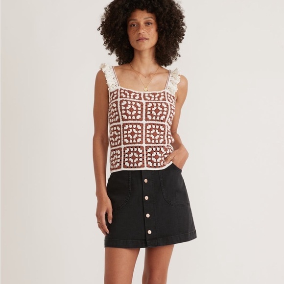 Marine Layer Tops - Marine layer Archive Cora crochet tank top patchwork Boho ruffle trim NWT.